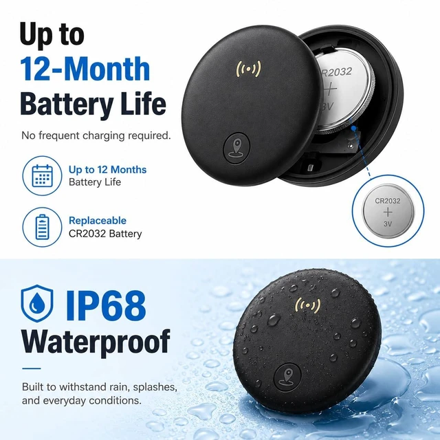 Alt view image 4 of 7 - GPS Tracker for Vehicle, Undetectable Car Tracker for Android & iOS 3-Day Location History, No Monthly Fee No SIM, IP68 Waterproof, Real-Time Tracking with Magnetic Case, 365-Day Battery Life