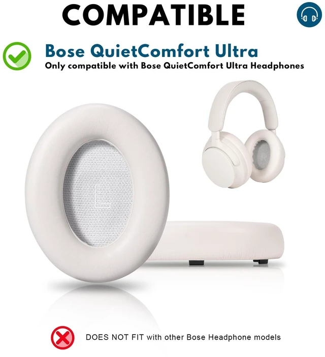 Alt view image 2 of 7 - Replacement Earpads for Bose QuietComfort Ultra Headphones Premium Memory Foam Cushions, Soft Protein Leather, Noise Isolation, Easy Installation, for Bose QC Ultra (White Smoke)