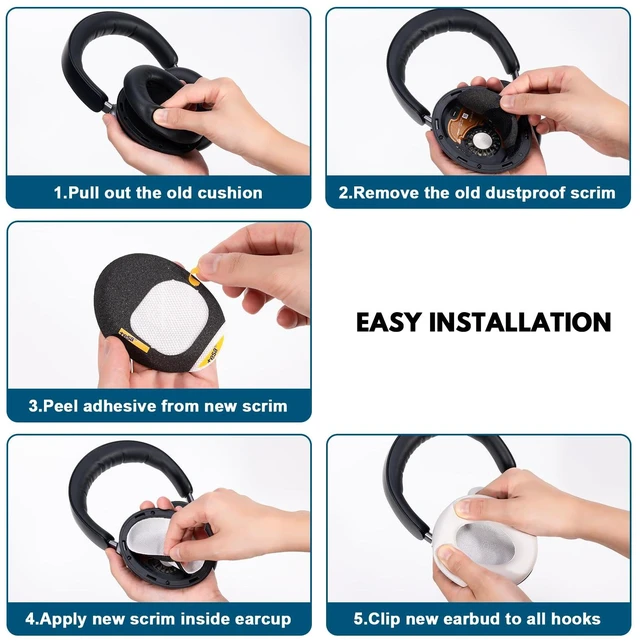 Alt view image 6 of 7 - Replacement Earpads for Bose QuietComfort Ultra Headphones Premium Memory Foam Cushions, Soft Protein Leather, Noise Isolation, Easy Installation, for Bose QC Ultra (White Smoke)