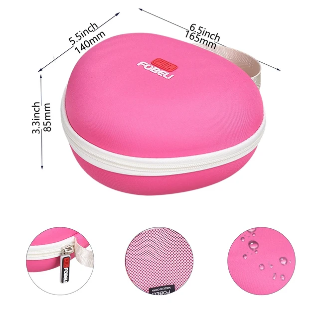 Alt view image 4 of 7 - EVA Kids Headphone Case for JLab/Acer/eKids Barbie, Case Only Hard EVA Shell, Shockproof & Water-Resistant, Double Zipper Closure, Mesh Pocket, Travel Storage Bag, Pink+White