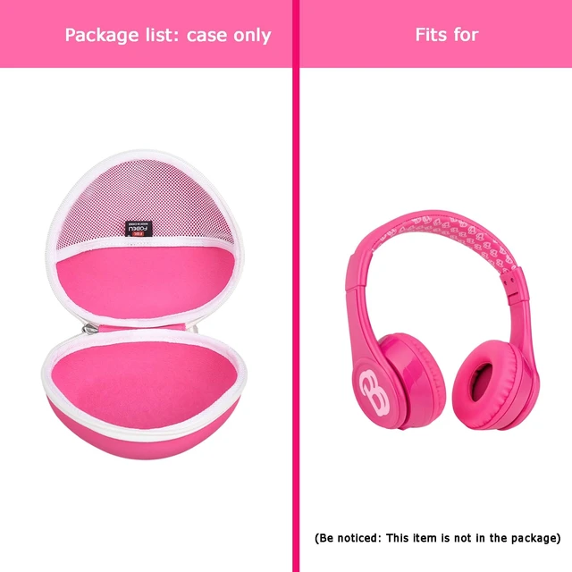Alt view image 5 of 7 - EVA Kids Headphone Case for JLab/Acer/eKids Barbie, Case Only Hard EVA Shell, Shockproof & Water-Resistant, Double Zipper Closure, Mesh Pocket, Travel Storage Bag, Pink+White