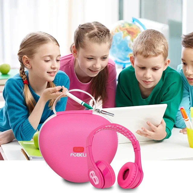 Alt view image 6 of 7 - EVA Kids Headphone Case for JLab/Acer/eKids Barbie, Case Only Hard EVA Shell, Shockproof & Water-Resistant, Double Zipper Closure, Mesh Pocket, Travel Storage Bag, Pink+White