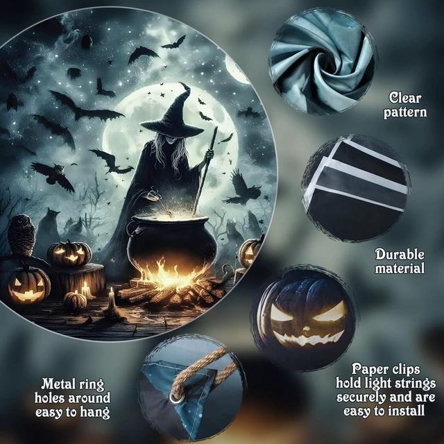 Alt view image 6 of 7 - 7 x 8 ft Halloween Garage Door Cover Decorations Witch Backdrop Halloween Single Garage Door Banner, Witch Cauldron, Horror Night Backdrop Hanging Decor for Outdoor Indoor Home Party