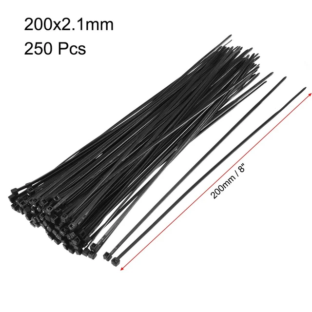 Alt view image 2 of 4 - Nylon Cable Ties 8 Inch Self-Locking Zip Ties 0.08 Inch Width Black 250pcs (Pack of 3)