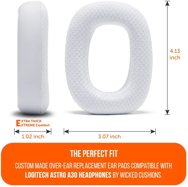 Alt view image 5 of 7 - Freeze A30 - Cooling Gel Earpads for Logitech Astro A30 Made by Wicked Cushions Elevate Comfort, Durability, Thickness & Sound Isolation for Gaming White