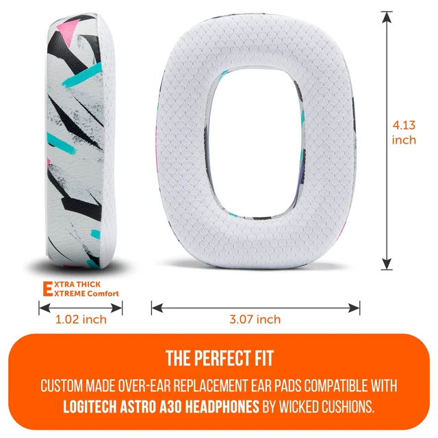 Alt view image 5 of 7 - Freeze A30 - Cooling Gel Earpads for Logitech Astro A30 Made by Wicked Cushions Elevate Comfort, Durability, Thickness & Sound Isolation for Gaming 90's White