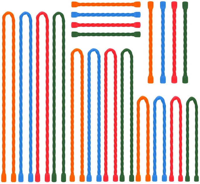 Main image of 20 PCS Silicone Cable Ties Reusable Twist Ties Steel-Core Cable Tie Straps for Organizing Bundling and Holding All Purpose Bendable Cord Tie for Indoor and Outdoor 4 6 12 18 24 inch (4 Colors)