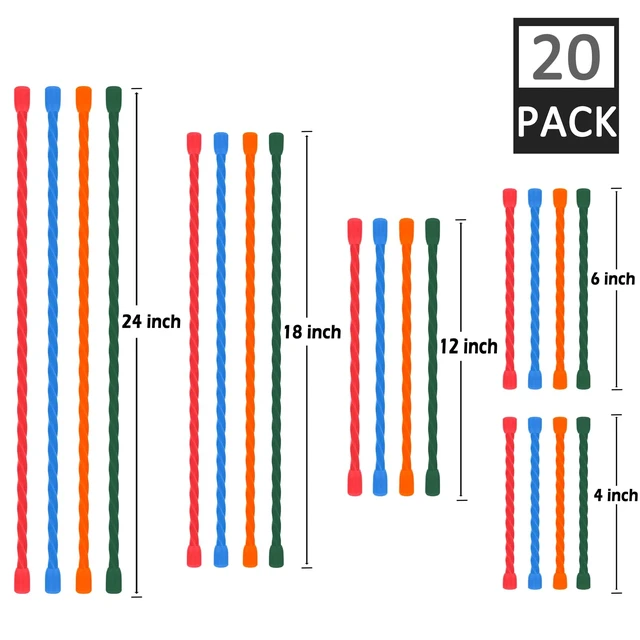 Alt view image 2 of 7 - 20 PCS Silicone Cable Ties Reusable Twist Ties Steel-Core Cable Tie Straps for Organizing Bundling and Holding All Purpose Bendable Cord Tie for Indoor and Outdoor 4 6 12 18 24 inch (4 Colors)