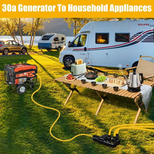 Alt view image 4 of 7 - NEMA L14-30P to 4X 5-20R/5-15R&L14-30R Generator Adapter Extension Cord, 4 Prong 30 Amp to 110V,Twist Locking to 15 Amp/20 Amp Household Outlet, 125/250V 7500 Watts, ETL Listed (3FT)