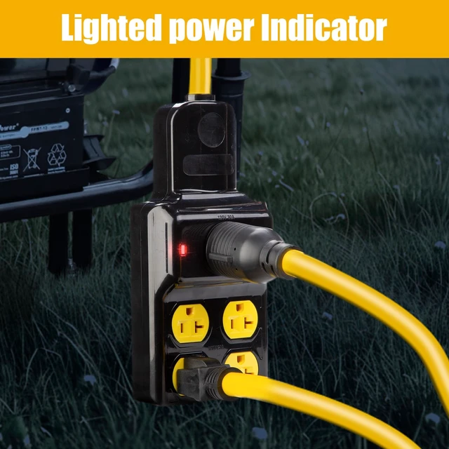 Alt view image 6 of 7 - NEMA L14-30P to 4X 5-20R/5-15R&L14-30R Generator Adapter Extension Cord, 4 Prong 30 Amp to 110V,Twist Locking to 15 Amp/20 Amp Household Outlet, 125/250V 7500 Watts, ETL Listed (3FT)