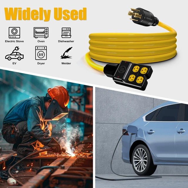 Alt view image 7 of 7 - NEMA L14-30P to 4X 5-20R/5-15R&L14-30R Generator Adapter Extension Cord, 4 Prong 30 Amp to 110V,Twist Locking to 15 Amp/20 Amp Household Outlet, 125/250V 7500 Watts, ETL Listed (3FT)