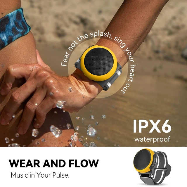 Alt view image 2 of 7 - Wearable Bluetooth Speaker with Clip, 3-Way Portable Mini Speaker 60g wearable speaker for work, walking and travel with wristband, clip and hanger; IPX6 splash resistance and 9.5H playtime