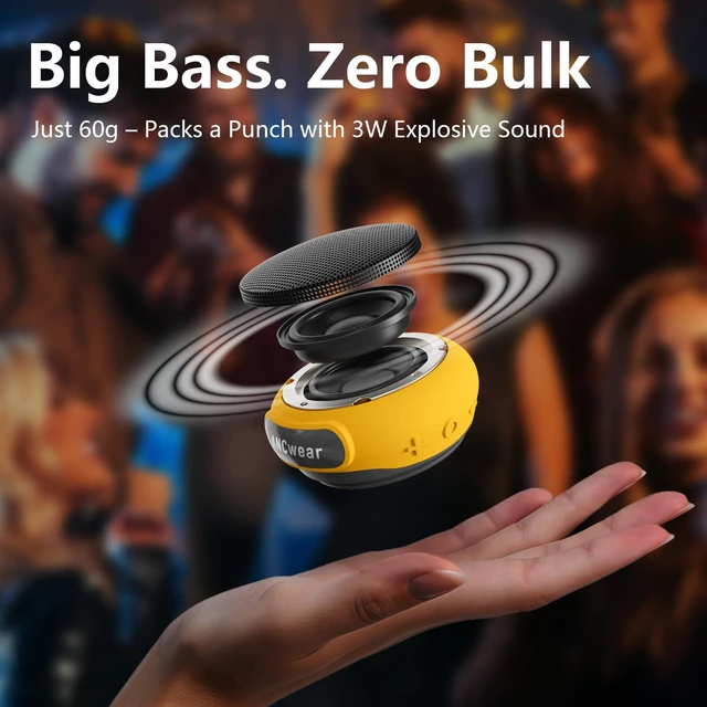 Alt view image 6 of 7 - Wearable Bluetooth Speaker with Clip, 3-Way Portable Mini Speaker 60g wearable speaker for work, walking and travel with wristband, clip and hanger; IPX6 splash resistance and 9.5H playtime