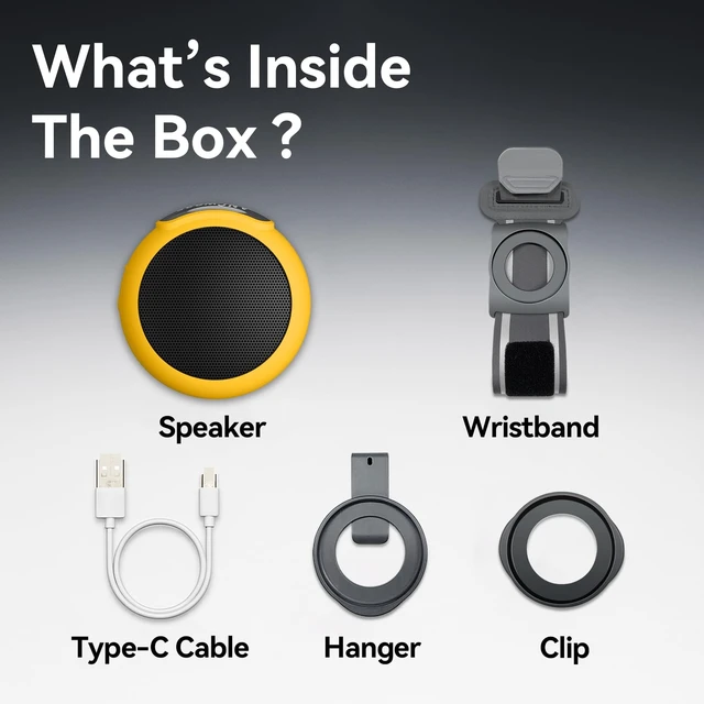 Alt view image 7 of 7 - Wearable Bluetooth Speaker with Clip, 3-Way Portable Mini Speaker 60g wearable speaker for work, walking and travel with wristband, clip and hanger; IPX6 splash resistance and 9.5H playtime