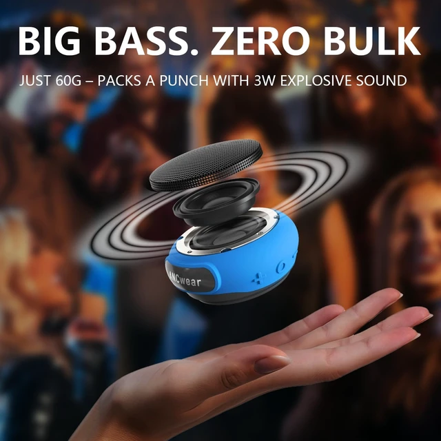 Alt view image 6 of 7 - Wearable Bluetooth Speaker with Clip, 3-Way Portable Mini Speaker 60g wearable speaker for work, walking and travel with wristband, clip and hanger, IPX6 splash resistance and 9.5H playtime