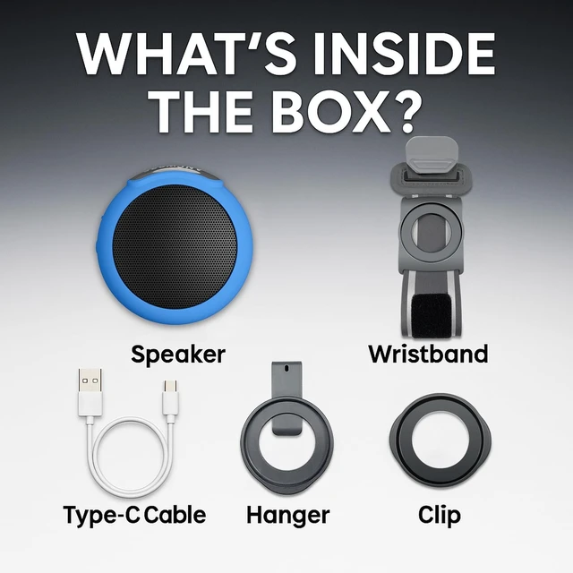 Alt view image 7 of 7 - Wearable Bluetooth Speaker with Clip, 3-Way Portable Mini Speaker 60g wearable speaker for work, walking and travel with wristband, clip and hanger, IPX6 splash resistance and 9.5H playtime