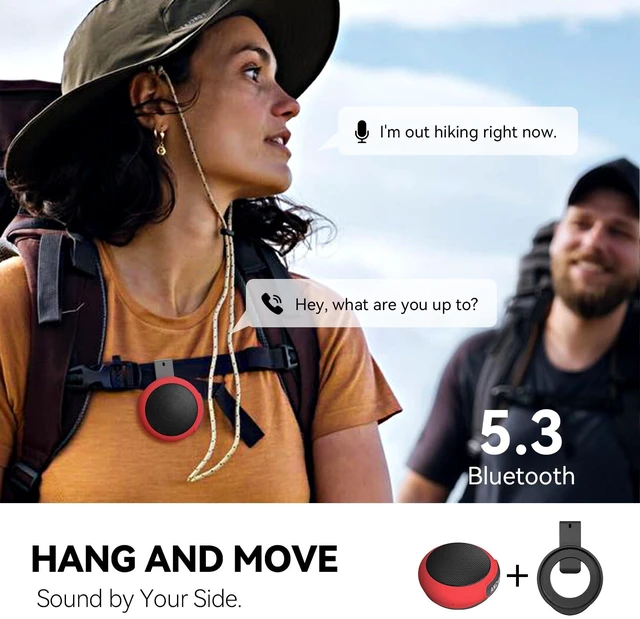 Alt view image 4 of 7 - Wearable Bluetooth Speaker with Clip, 3-Way Portable Mini Speaker 60g wearable speaker for work, walking and travel with wristband, clip and hanger, IPX6 splash resistance and 9.5H playtime