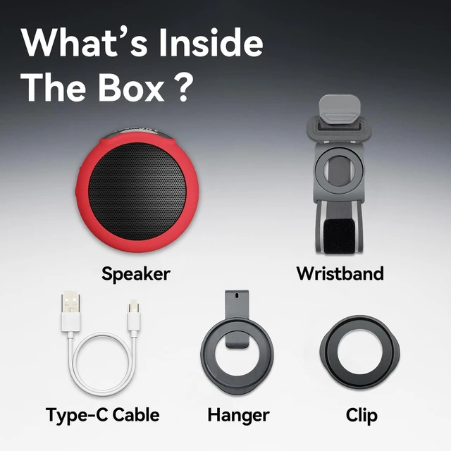 Alt view image 7 of 7 - Wearable Bluetooth Speaker with Clip, 3-Way Portable Mini Speaker 60g wearable speaker for work, walking and travel with wristband, clip and hanger, IPX6 splash resistance and 9.5H playtime
