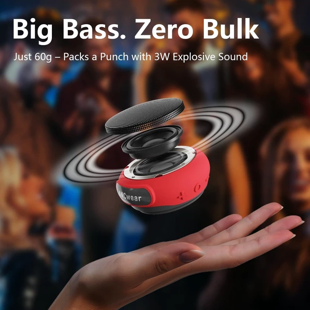 Alt view image 6 of 7 - Wearable Bluetooth Speaker with Clip, 3-Way Portable Mini Speaker 60g wearable speaker for work, walking and travel with wristband, clip and hanger, IPX6 splash resistance and 9.5H playtime