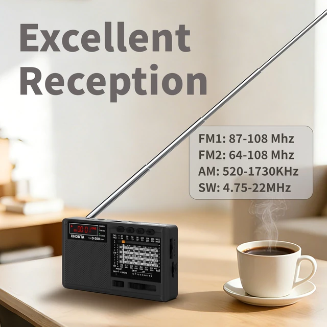 Alt view image 3 of 6 - D368 Portable Radio AM FM Shortwave Radio, Battery Operated Radio Excellent Reception Good Sound Speaker with MP3 Player, FM Stereo, Rechargeable Battery, TF/USB Playback for Home, Camping