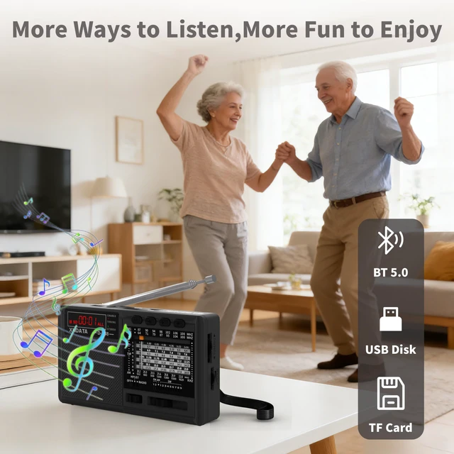 Alt view image 5 of 6 - D368 Portable Radio AM FM Shortwave Radio, Battery Operated Radio Excellent Reception Good Sound Speaker with MP3 Player, FM Stereo, Rechargeable Battery, TF/USB Playback for Home, Camping