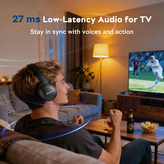 Alt view image 3 of 7 - Wireless Headphones for TV Watching with Transmitter Charging Dock For Seniors, Hearing Impaired Gifts, No Audio Delay, 30h Playtime, 100ft Range, Bluetooth 5.3, with Optical, AUX & RCA Cables