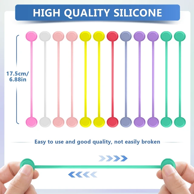 Alt view image 7 of 7 - Magnetic Cable Ties Reusable Silicone Magnetic Cord Organizers for Bundling, Fridge Clips, Book Markers & More Assorted Colors for Efficient Cable Management (All Color, 12-Pack)