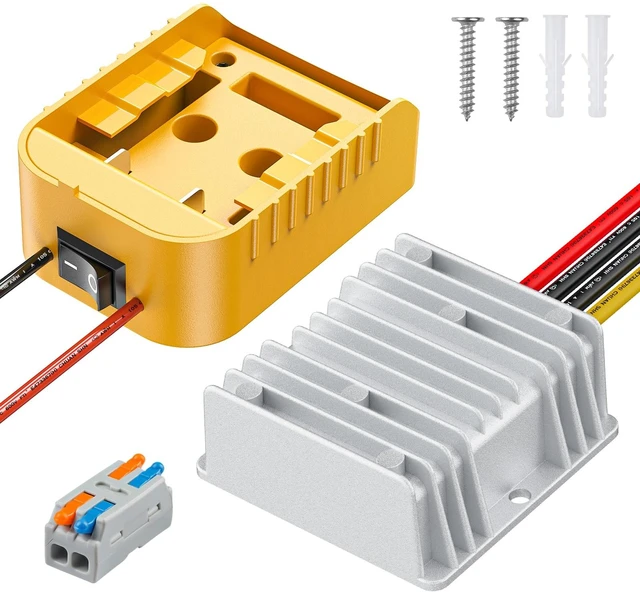 Main image of 20 V to 12 V Step-Down Converter for Dewalt Battery, DC Power Adapter, Voltage Reducer Transformer 180 W Buck Converter Regulator for Golf Cart RC Car Truck Light & DIY (with Switch)