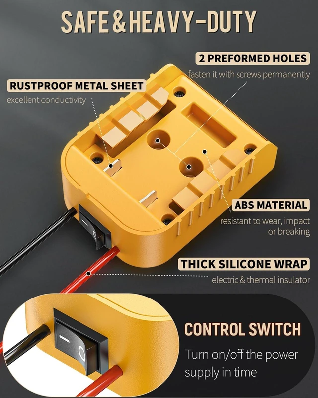 Alt view image 4 of 7 - 20 V to 12 V Step-Down Converter for Dewalt Battery, DC Power Adapter, Voltage Reducer Transformer 180 W Buck Converter Regulator for Golf Cart RC Car Truck Light & DIY (with Switch)