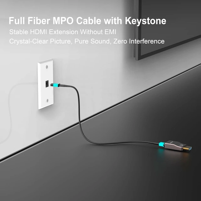 Alt view image 7 of 7 - MPO Male to Female Full Fiber Optic Armored Cable, 7-Core, 20FT Compatible with MPO Keystone Wall Plates for Easy Fiber Routing and Extension in Wall-Mounted and In-Wall Installations