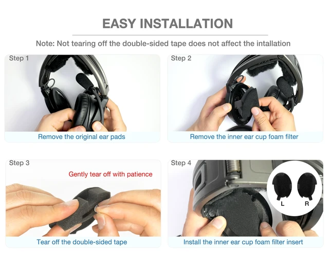 Alt view image 6 of 7 - Replacement Ear Pads & 3 Mic Covers for Bose A20 Aviation Headset Complete refresh kit: soft protein leather ear pads with slow-rebound memory foam, 3 mic covers and inner foam inserts