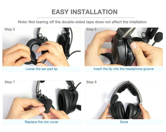Alt view image 7 of 7 - Replacement Ear Pads & 3 Mic Covers for Bose A20 Aviation Headset Complete refresh kit: soft protein leather ear pads with slow-rebound memory foam, 3 mic covers and inner foam inserts