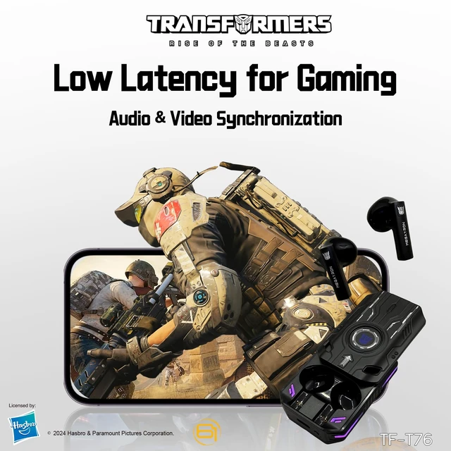 Alt view image 6 of 7 - Earbuds T76, Bluetooth 6.0 Wireless Gaming Earbuds with Mic, Low Latency in Ear Earbuds, 13mm Drivers, HD Calling, 40H Playtime, Zinc Alloy Case (Megatron Black)