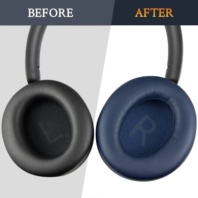 Alt view image 6 of 7 - Earpads Replacement for Anker Soundcore Space Q45 Headphones, Ear Pads Cushions with Softer Protein Leather, Noise Isolation Foam - Blue