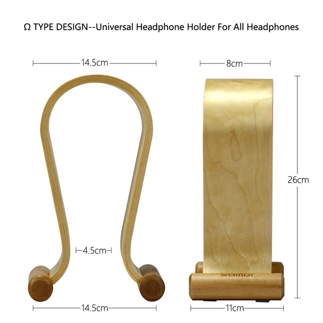 Alt view image 4 of 7 - Leather Headphone Stand Headset Stand Headphone Holder Universal Gaming Headset Holder - Birch