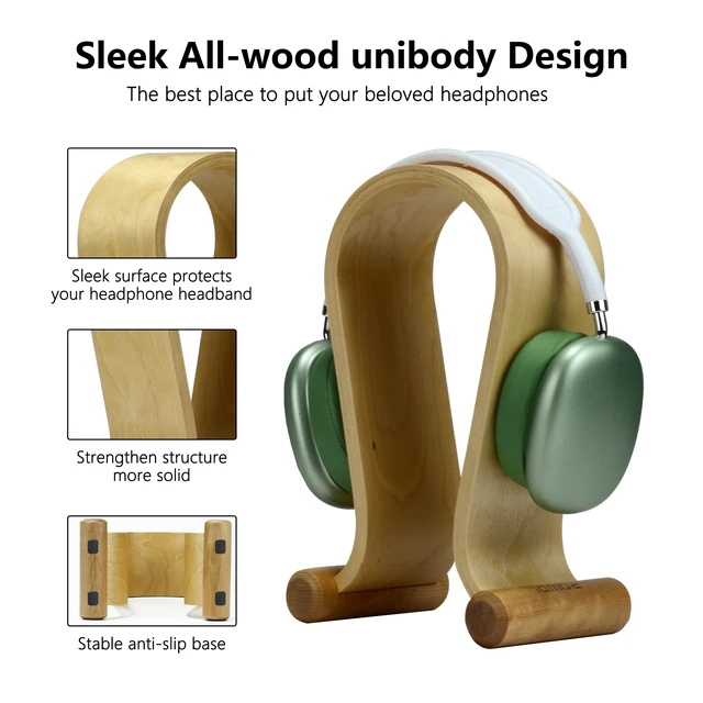 Alt view image 3 of 7 - Leather Headphone Stand Headset Stand Headphone Holder Universal Gaming Headset Holder - Birch
