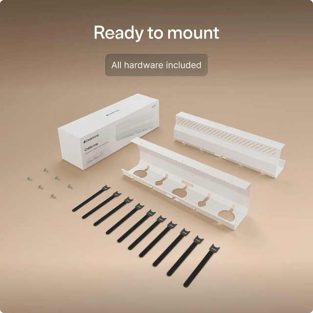 Alt view image 6 of 7 - Cable Duct Desk White Set of 2 - Stainless Steel Cable Management Desk Cable Duct with 5 Cable Cut-Outs - Easy to Install Cable Organiser - Cable Holder