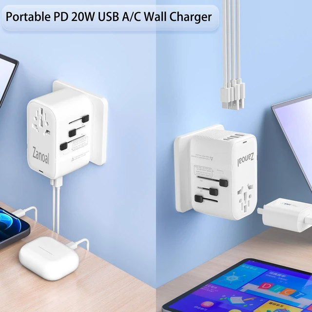 Alt view image 6 of 6 - 220V to 110V Converter for European Travel,Step Down Voltage Converter US to Europe,Universal Travel Power Adapter with 2 Type C +2 USB A,PD20W,USA/UK/EU/AUS/China Vacation Travel Essentials