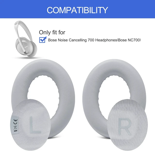 Alt view image 2 of 7 - Replacement Ear Pads Cushions for Bose NC 700 Noise Cancelling Headphones NC700 HP Upgrade Earpad Covers Protein Leather High-Dense Foam (Silver)