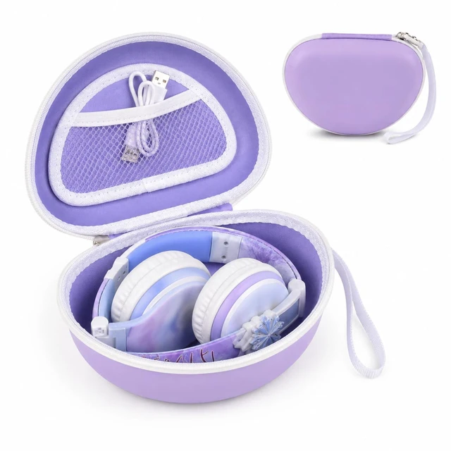 Main image of Kids Headphone Case for eKids, for Beats Solo4 Headphones, Purple Hard Shell Case with Mesh Cable Pocket for Kids Headsets, Organized Storage for Home and travel, Box Only