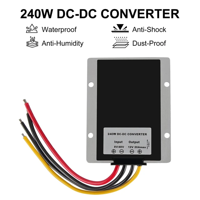 Alt view image 2 of 6 - DC 8V-40V to 12V 20A Buck Boost Converter Step Down/Up Regulator Voltage Reducer Converter Waterproof Regulated DC Power Supply for Golf Cart Club Car LED Light