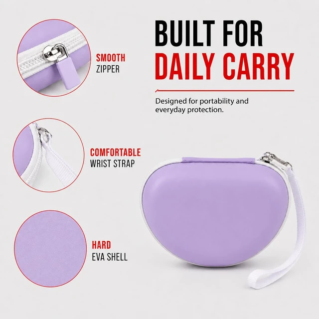 Alt view image 6 of 7 - Kids Headphone Case for eKids, for Beats Solo4 Headphones, Purple Hard Shell Case with Mesh Cable Pocket for Kids Headsets, Organized Storage for Home and travel, Box Only