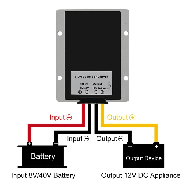 Alt view image 3 of 6 - DC 8V-40V to 12V 20A Buck Boost Converter Step Down/Up Regulator Voltage Reducer Converter Waterproof Regulated DC Power Supply for Golf Cart Club Car LED Light