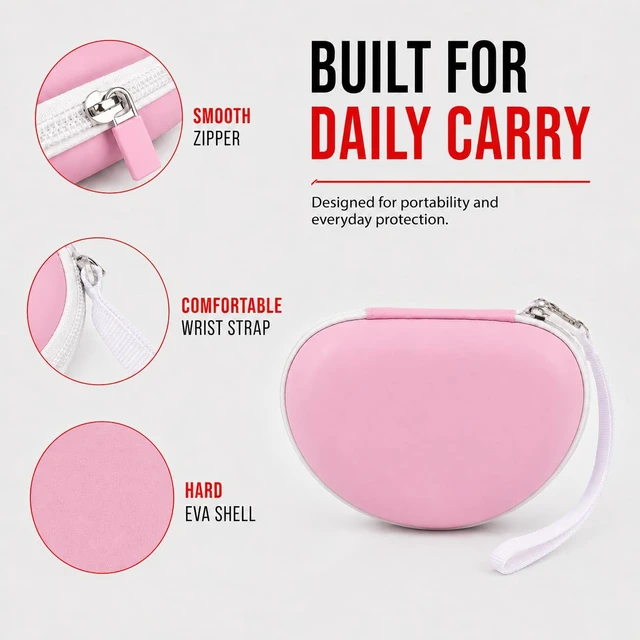 Alt view image 6 of 7 - Kids Headphone Case for eKids, for Beats Solo4 Headphones, LightPink Hard Shell Case with Mesh Cable Pocket for Kids Headsets, Organized Storage for Home and travel, Box Only