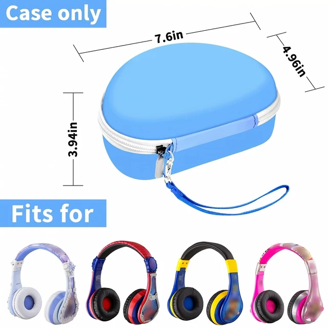 Alt view image 2 of 4 - Kids Headphone Case for eKids, for Beats Solo4 Headphones, LightBlue Hard Shell Case with Mesh Cable Pocket for Kids Headsets, Organized Storage for Home and travel, Box Only