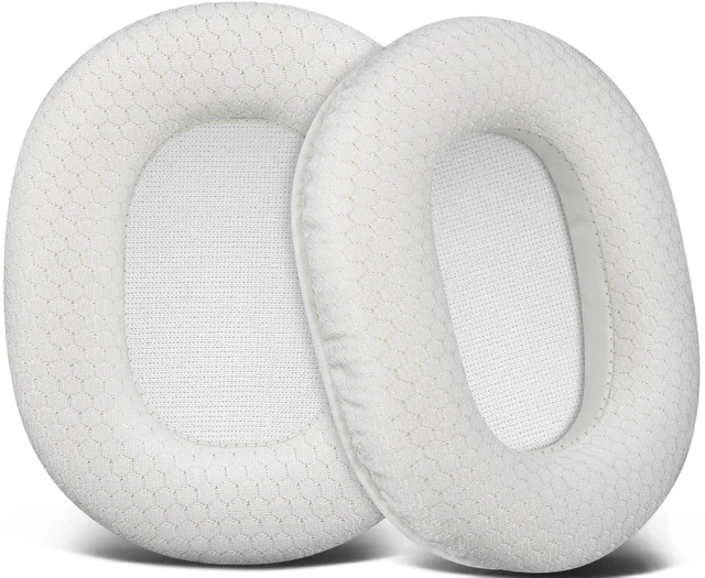 Main image of Mesh Earpads for ATH M50X Headphones - White for Audio Technica M50X/M40X/M30X/M20X/MSR7/SX1 Monitor Headphones