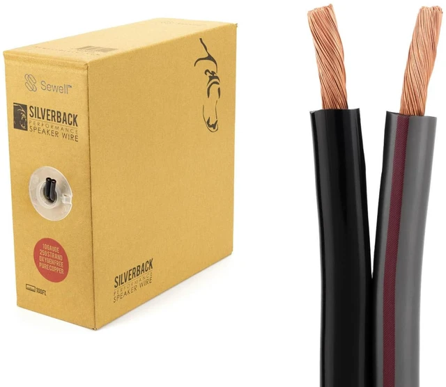 Main image of Silverback Speaker Wire, 100 ft, 10 AWG Pure Copper, High Strand 259 Strand, Oxygen Free Copper, OFC, Pull Box, SW-30012-100