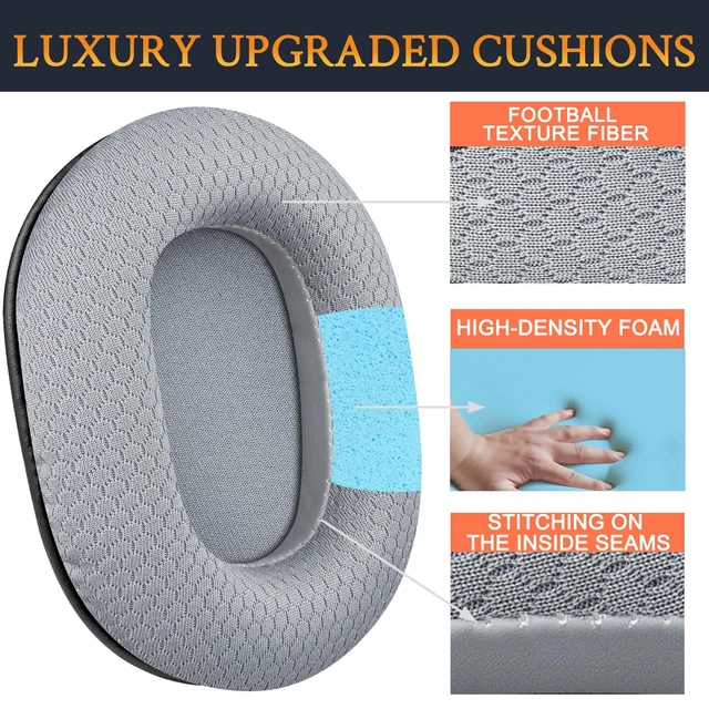Alt view image 3 of 4 - Mesh Earpads for ATH M50X Headphones - Gray for Audio Technica M50X/M40X/M30X/M20X/MSR7/SX1 Monitor Headphones
