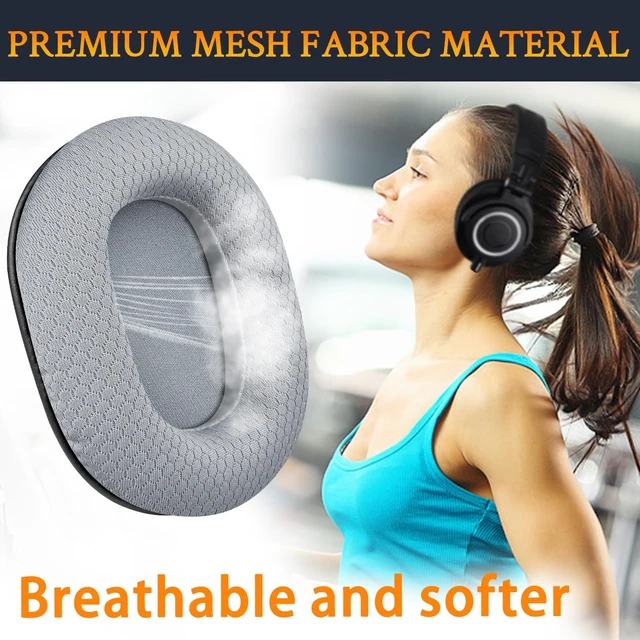 Alt view image 4 of 4 - Mesh Earpads for ATH M50X Headphones - Gray for Audio Technica M50X/M40X/M30X/M20X/MSR7/SX1 Monitor Headphones