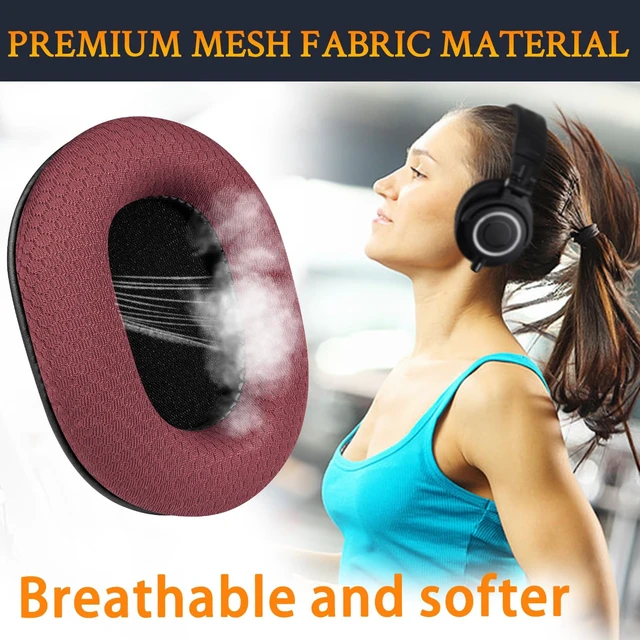 Alt view image 4 of 4 - Mesh Earpads for ATH M50X Headphones - Burgundy for Audio Technica M50X/M40X/M30X/M20X/MSR7/SX1 Monitor Headphones